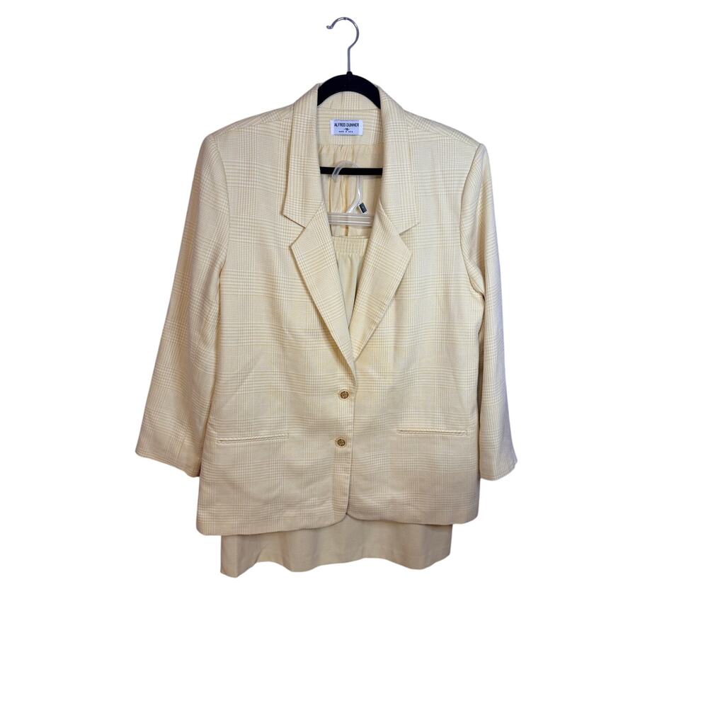 Alfred Dunner Vintage yellow and white plaid two-piece skirt Suit size 18